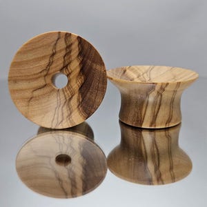 Mayan Flare Plugs Olive Wood Tunnels Handmade Wooden Ear Plugs Organic Gauges PAIR 5 mm- 51 mm 4 g-2&quot;