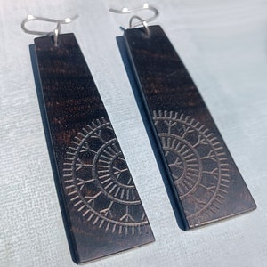 Ebony Dagle Earrings Dangles, Wooden Earrings, Statement Earrings, Black Earrings, Style #2