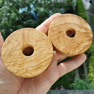 Olive Wood Doughnut Tunnels Ear Plugs Handmade Wooden Organic Gauges PAIR 14 mm- 76,2 mm 9/16&quot;-3&quot;