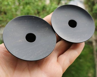 Tapones para los oídos de madera de ébano Mayan Flare Tapones para los oídos de madera hechos a mano Medidores orgánicos PAR 5 mm- 50,8 mm 4 g-2"