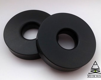 Ebony Doughnuts Tunnels Wood Ear Plugs Handmade Wooden Organic Gauges PAIR 14 mm- 90 mm 9/16"- 3 1/2