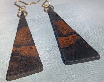Ebony Dagle Earrings Boho Dangles, Wooden Earrings, Organic Jewelry, Gift For Her