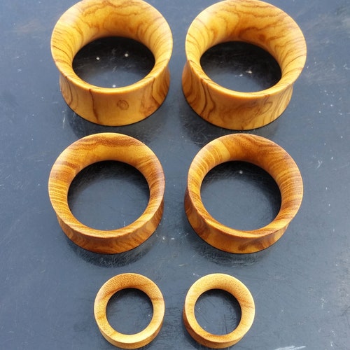Olive Wood Tunnels Plugs Handmade Wooden Ear Plugs Organic Etsy