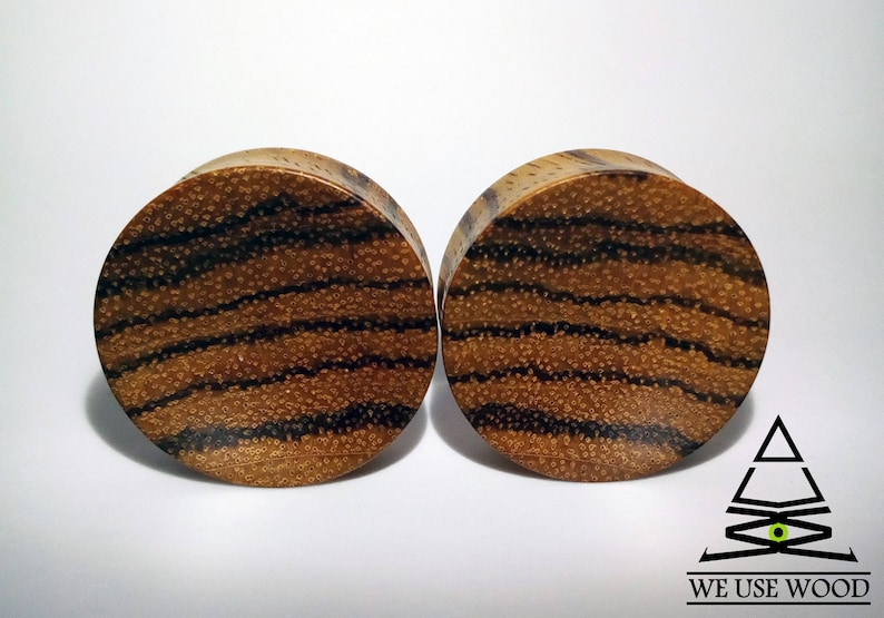Zebra Wood Plugs Concave Handmade Wooden Ear Organic Plugs Etsy