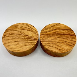 Olive Wood Plugs Handmade Wooden Ear Plugs Organic Gauges PAIR 2,5 mm- 76,2 mm 10 g-3&quot;