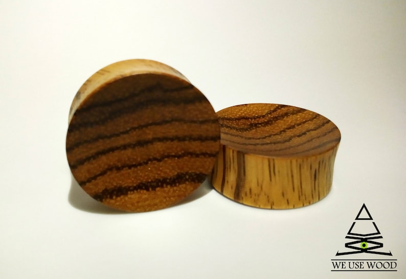 Zebra Wood Plugs Concave Handmade Wooden Ear Organic Plugs Etsy