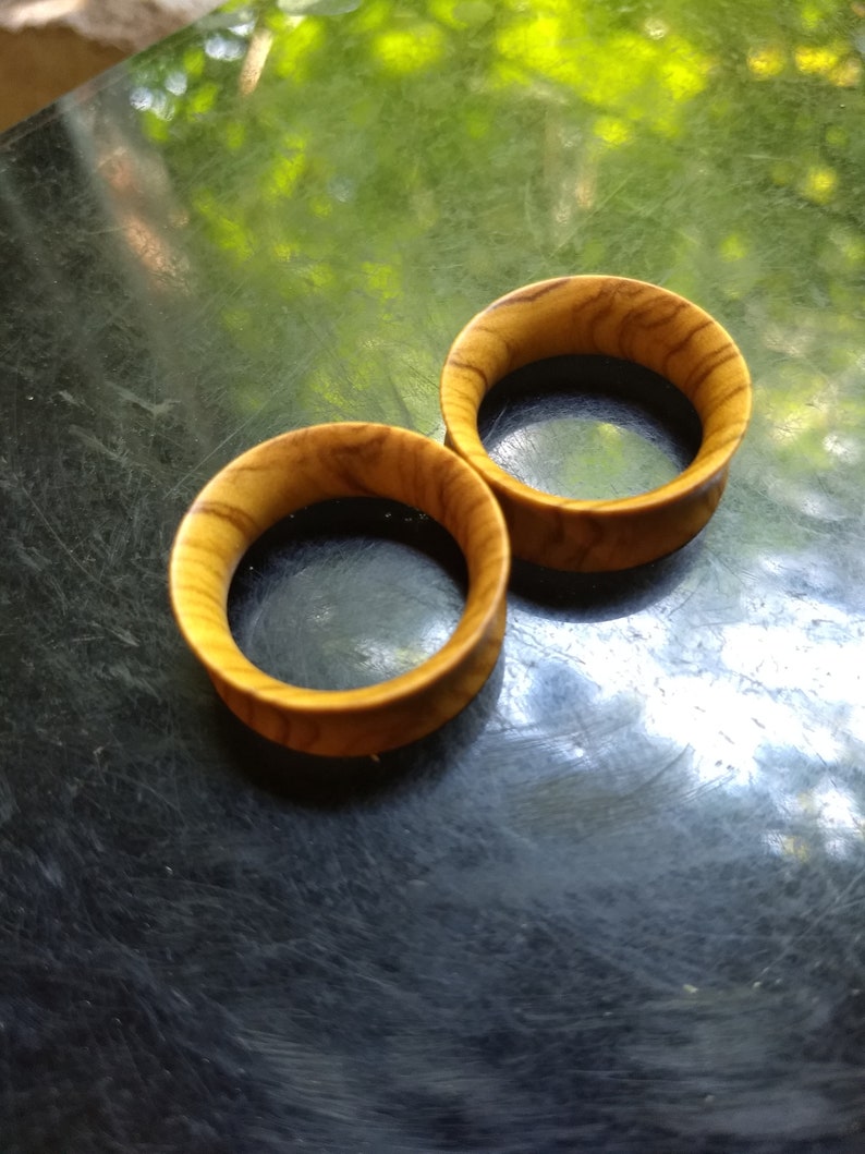 OVERGAUGED Pair Double Flare Olive Wood Tunnels Plugs – 11-12mm – Organic