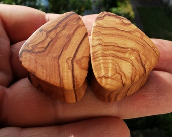 Olive Wood Butterfly Wings Teardrop Plugs Organic Plugs Handmade Wooden Ear Plugs Gauges PAIR 14 mm-50,8 mm 9/16"- 2"