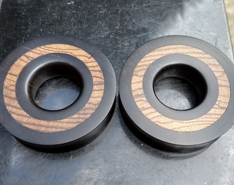 Tampões para os ouvidos em madeira Ebony HALO Zebra Tampões para os ouvidos feitos à mão Medidores de madeira orgânica PAR 19 mm - 70 mm 3/4" - 2 3/4"