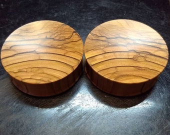 Bethlehem Olive wood Plugs Concave Handmade Wooden Ear Plugs Organic Gauges Olive Wood PAIR 10 mm- 101 mm 00 g-4"