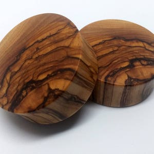 Bethlehem Olive Wood Plugs Organic Handmade Wooden Ear Plugs Gauges PAIR 8 mm - 101 mm 5/16&quot; - 4&quot;