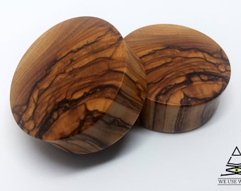 Bethlehem Olive Wood Plugs Organic Handmade Wooden Ear Plugs Gauges PAIR 8 mm - 101 mm 5/16" - 4"