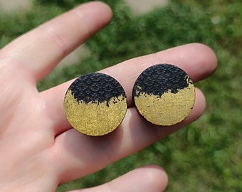 Ebony Plugs Engraved And Gold Leaf Organic Handmade Wooden Ear Plugs Gauges PAIR 14 mm-51 mm 9/16"-2"