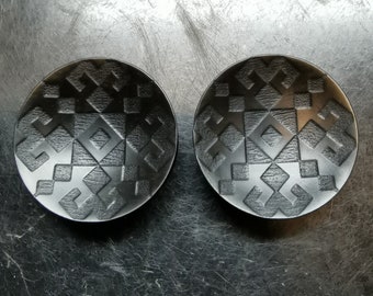 Ebony Plugs Engraved Organic Concave Handmade Wooden Ear Plugs Gauges PAIR 14 mm-60 mm 9/16"-2 3/8"