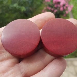 Pink Ivory Wood Plugs Ear Plugs Wooden Plugs Handmade Wooden Ear Plugs Organic Plugs Wooden Gauges PAIR 5 mm- 38 mm 4g - 1-1/2&quot;