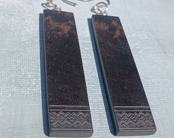 Ebony Dagle Earrings, Boho Dangles, Wooden Earrings, Ethnic Jewelry, Style #6