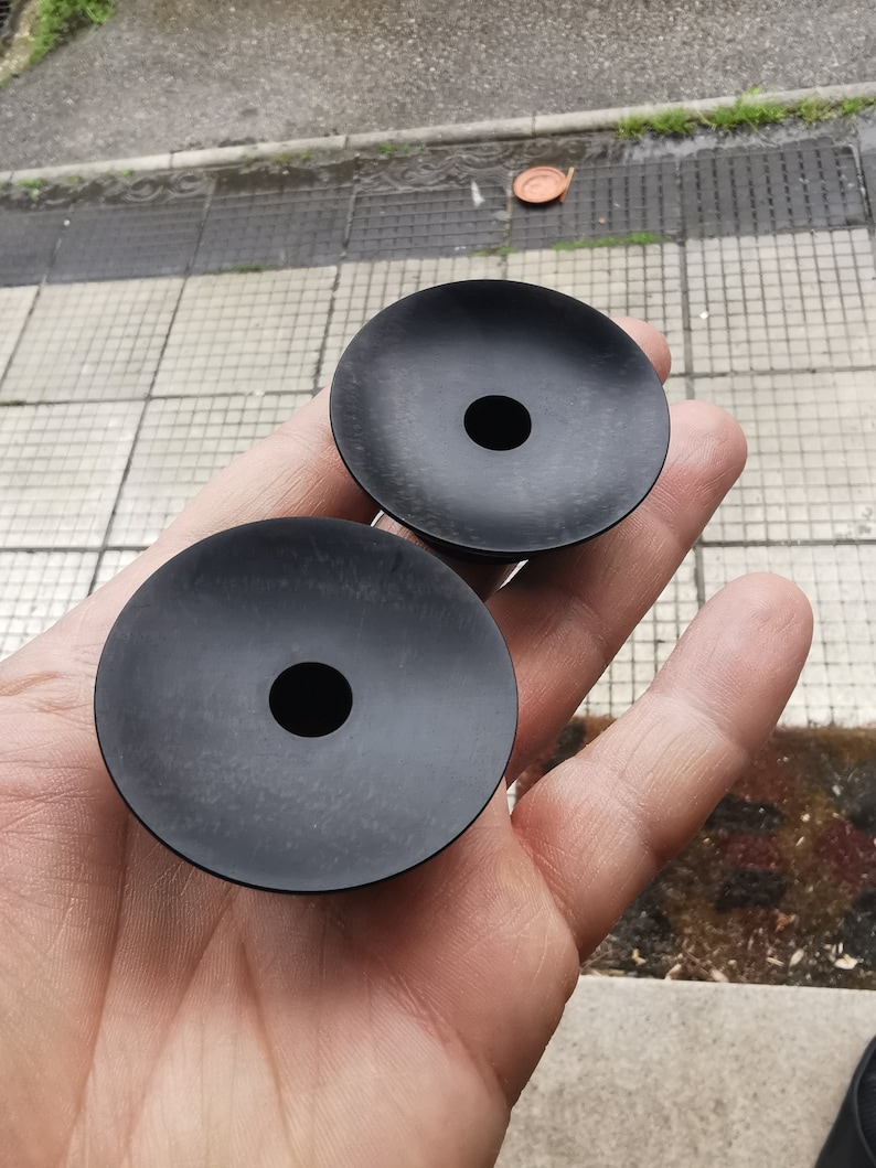 Mayan Flare Ebony Wood Tunnels Ear Plugs Handmade Wooden Ear Plugs Organic Gauges PAIR 5 mm- 50,8 mm 4 g-2" image 3