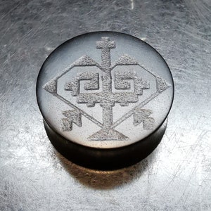 Ebony Plugs Engraved Organic Concave Handmade Wooden Ear Plugs Gauges PAIR 14 mm-51 mm 9/16&quot;-2&quot;