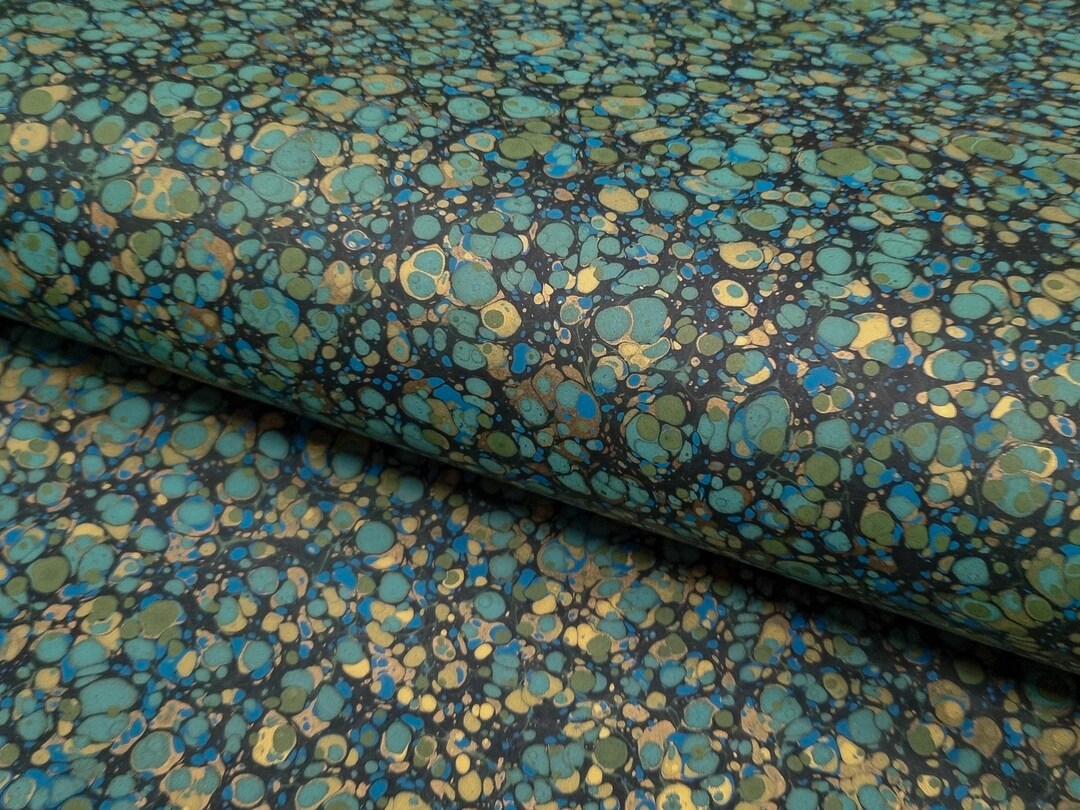 Marbled Paper: Green & Blue Shell by Papiers Prina - Etsy