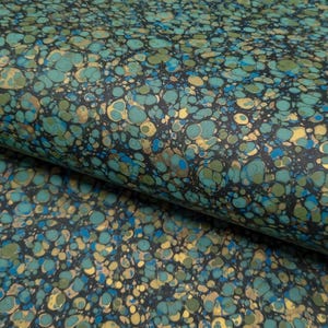 Marbled Paper: Green & Blue Shell by Papiers Prina