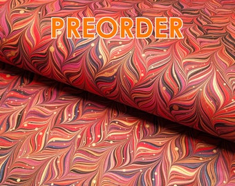Marbled Paper: Red Waved Chevron by Papiers Prina