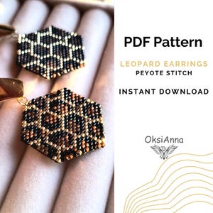 Patroon luipaardoorbellen pdf Peyote-steek dierenprint Rocaille ontwerp miyuki-oorbellen