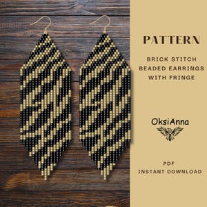 Zebra-print Perlen ohrringe Abstrakte ziegel stich ohrringe mit fransen Schwarz gold rocailles perlen ohrringe Lange Miyuki delica ohrringe design