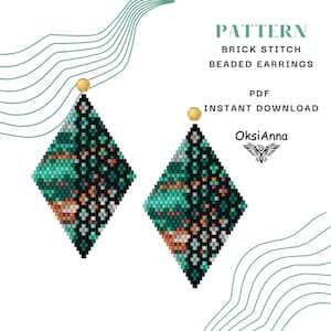 Brick stitch earrings pattern Beading pattern Seed bead earrings Miyuki earrings diy Beading earrings tutorial Beadwork jewelry design