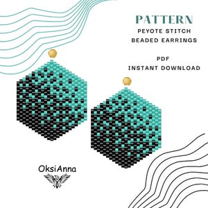 Turquoise earrings pattern Green Beading earrings Abstract Seed bead earrings Miyuki earrings Peyote Beading jewelry design Beading tutorial
