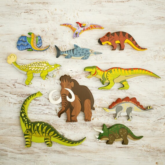 Dinosaurs set 9pcs Wooden Dinosaur toys Prehistoric 