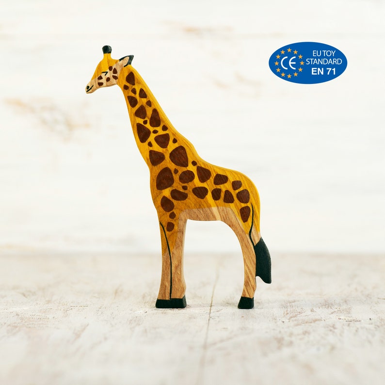 Wooden toy Giraffe figurine Safari animal toys African animals | Etsy