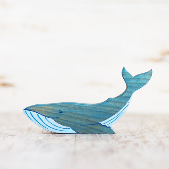 Wooden Blue Whale figure Sea animals 