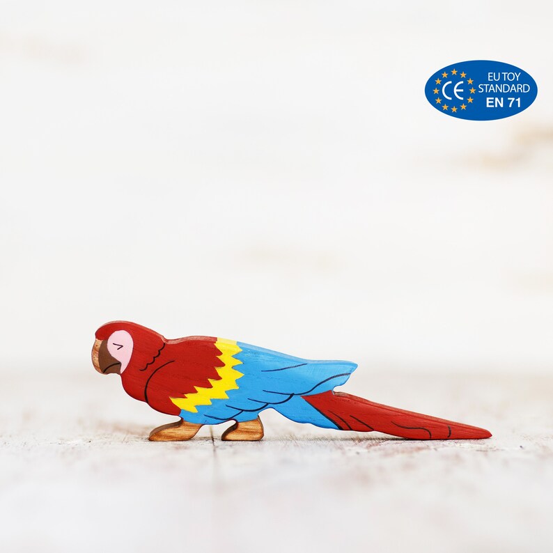 Wooden toy ara parrot figurine