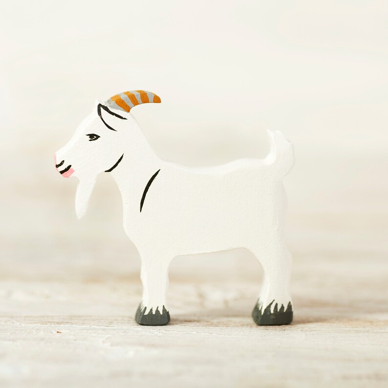 Wooden toy Goat figurine Farm Animals Etsy