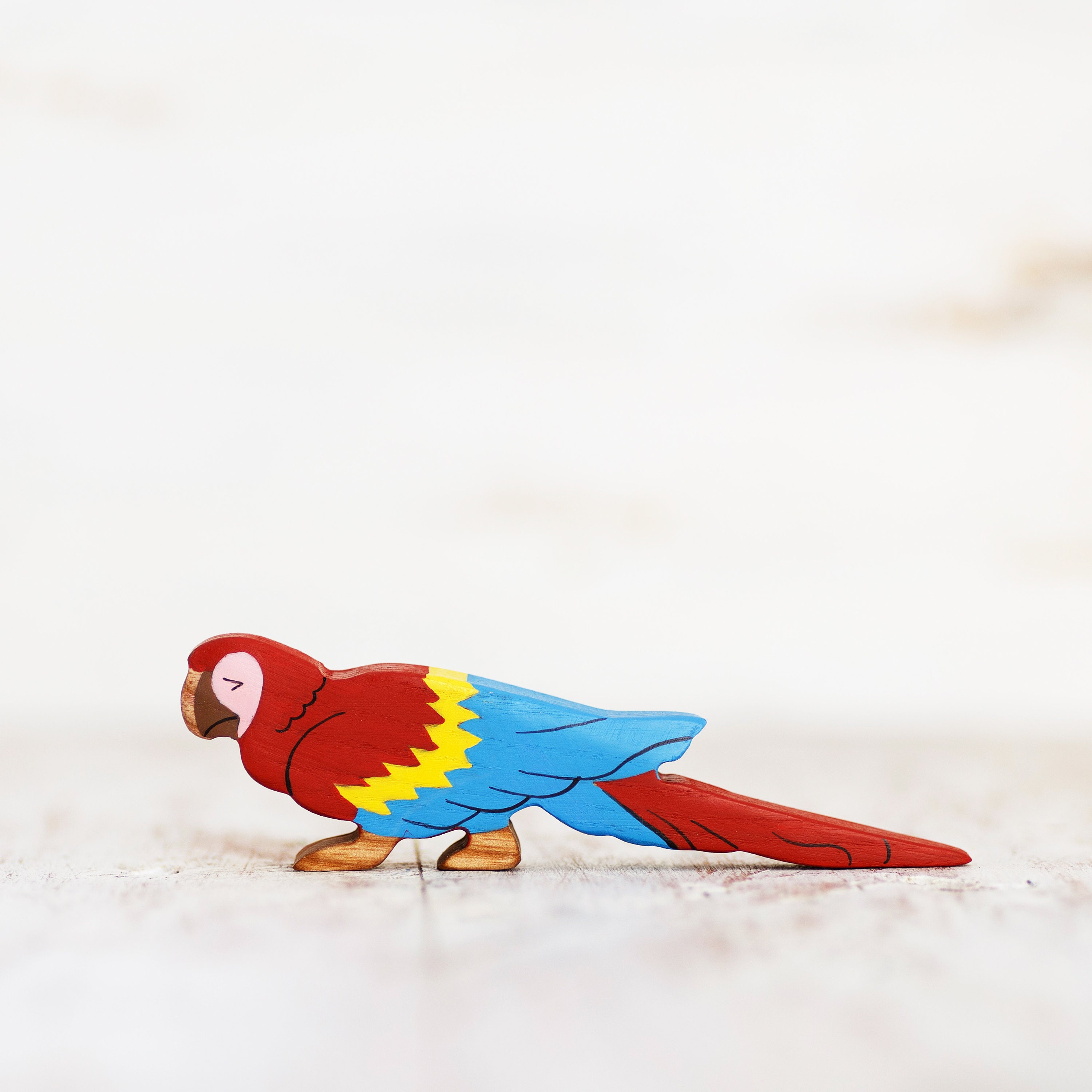 Wooden Toy Ara Parrot Figurine