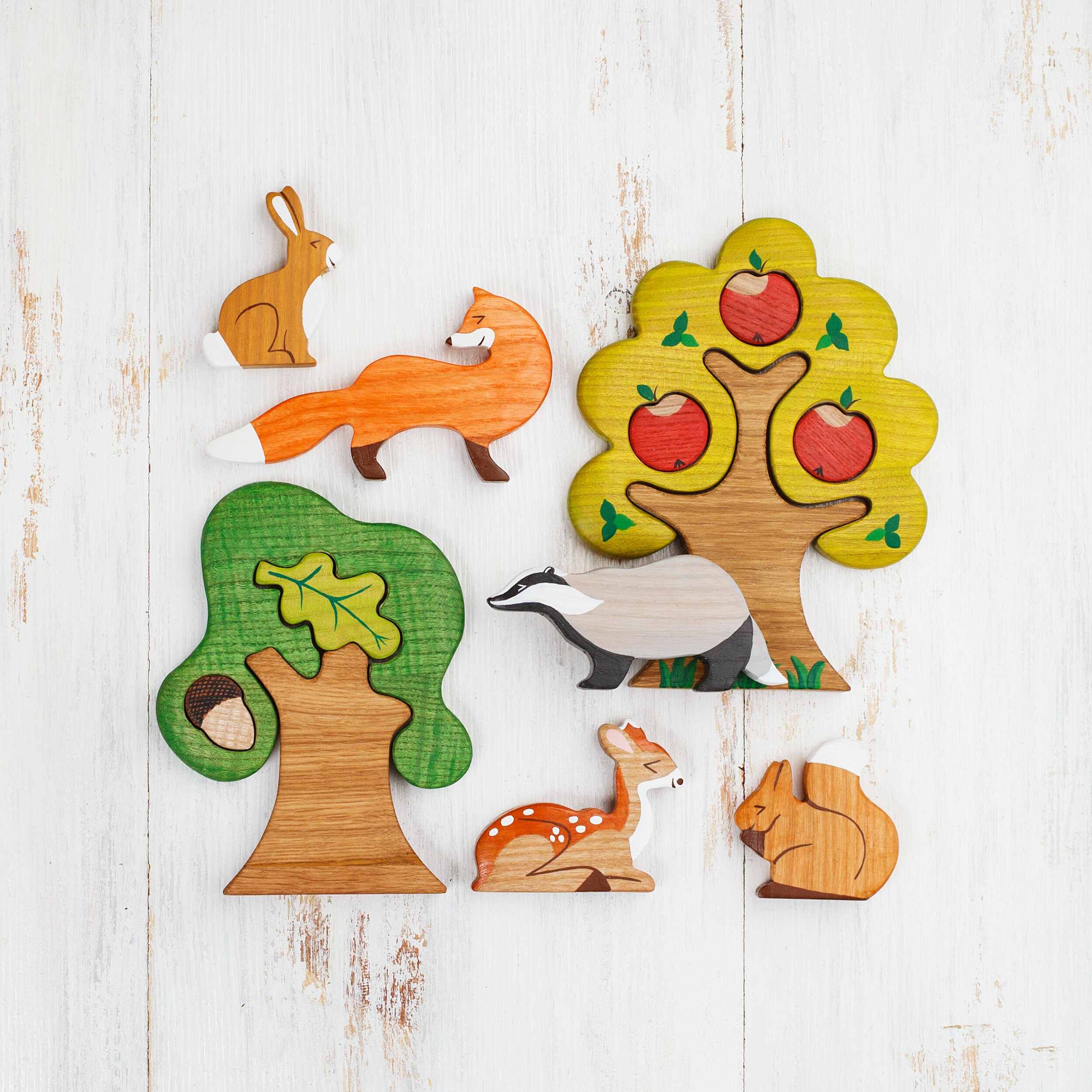 Wooden toy animals Baby Woodland animals figurines Etsy