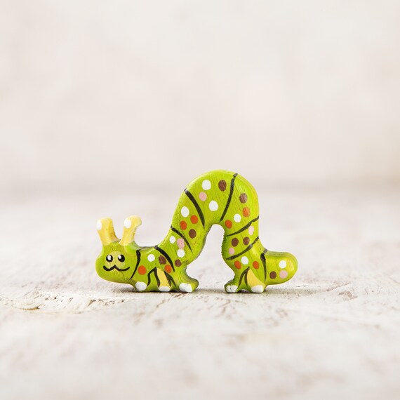 Toy caterpillar figurine Miniature insect Etsy