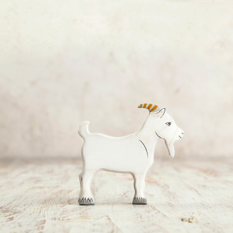 Wooden toy Goat figurine Farm Animals Etsy