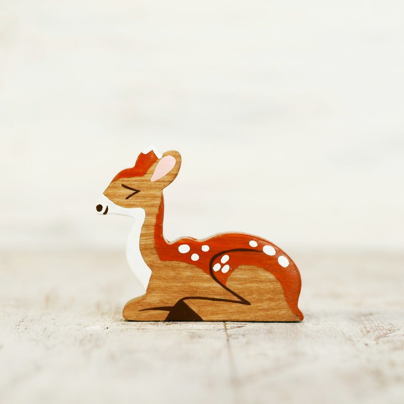 Wooden toy deer figurine Woodland forest animals caribou Etsy