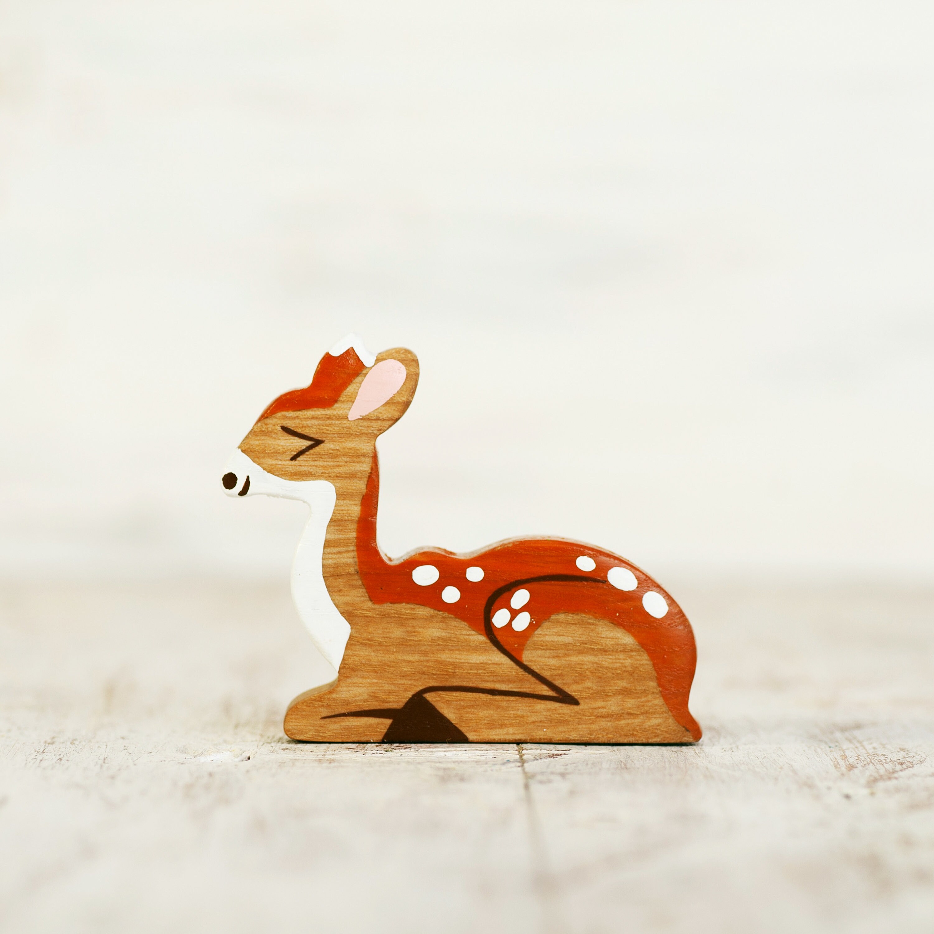 Wooden toy deer figurine Woodland forest animals caribou Etsy