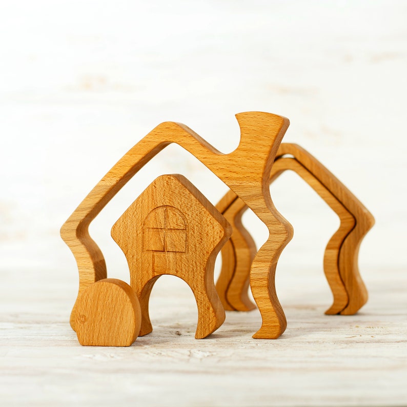 Waldorf Wooden Stacker House Learning toy Wooden Puzzle | Etsy