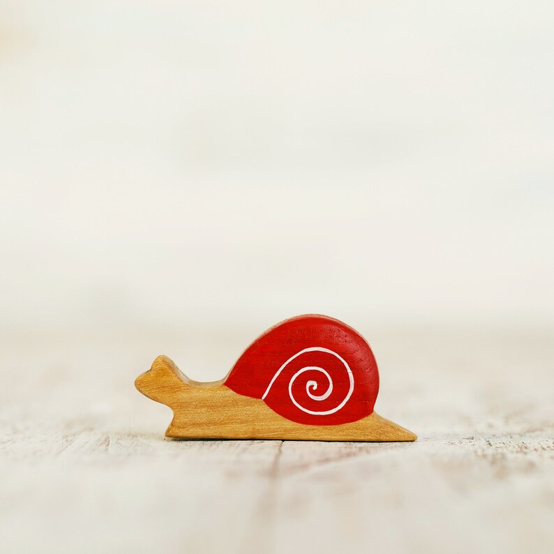 Wooden snail toy Garden life creatures Snail figurine Etsy