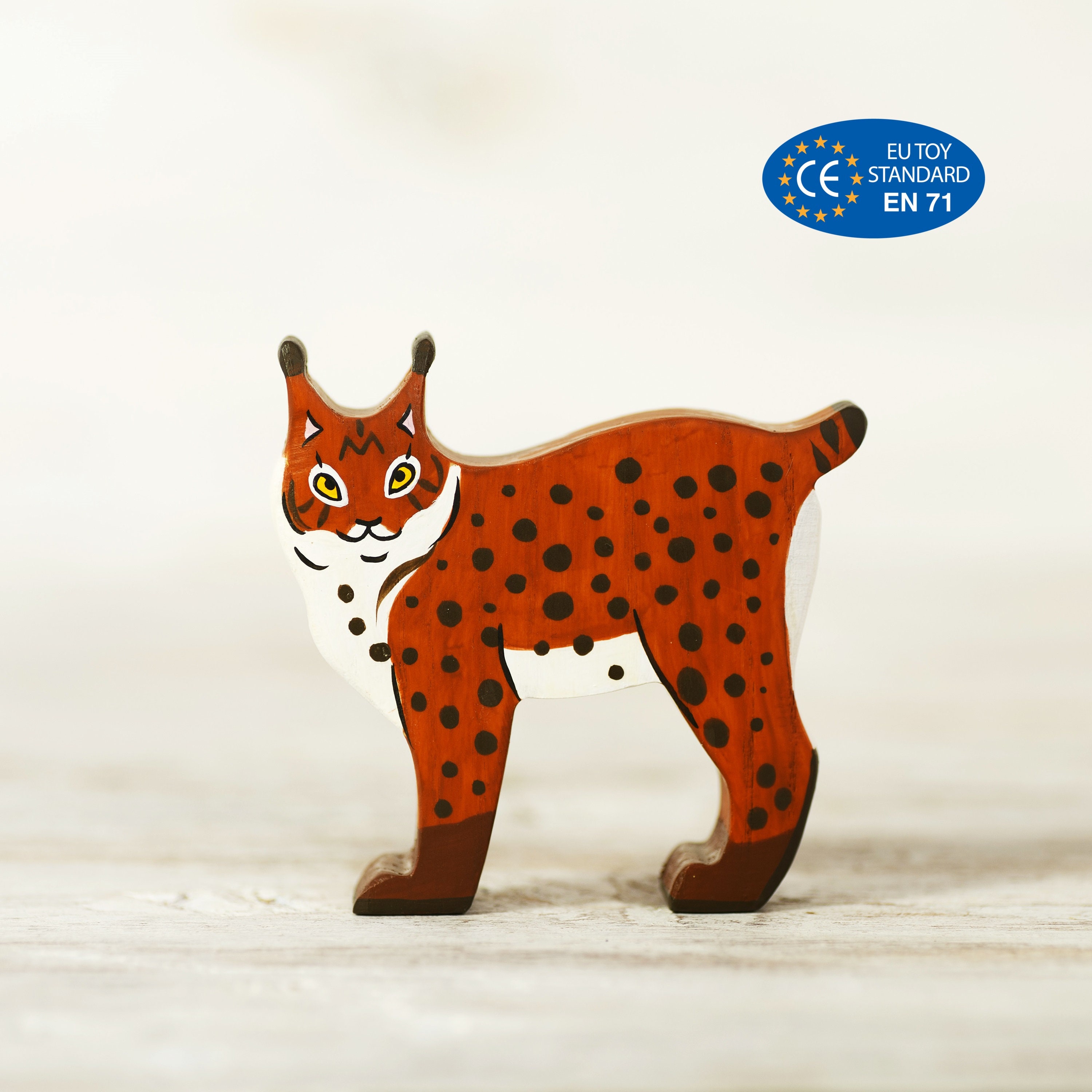 Wooden toy Lynx figurine North American animals Etsy
