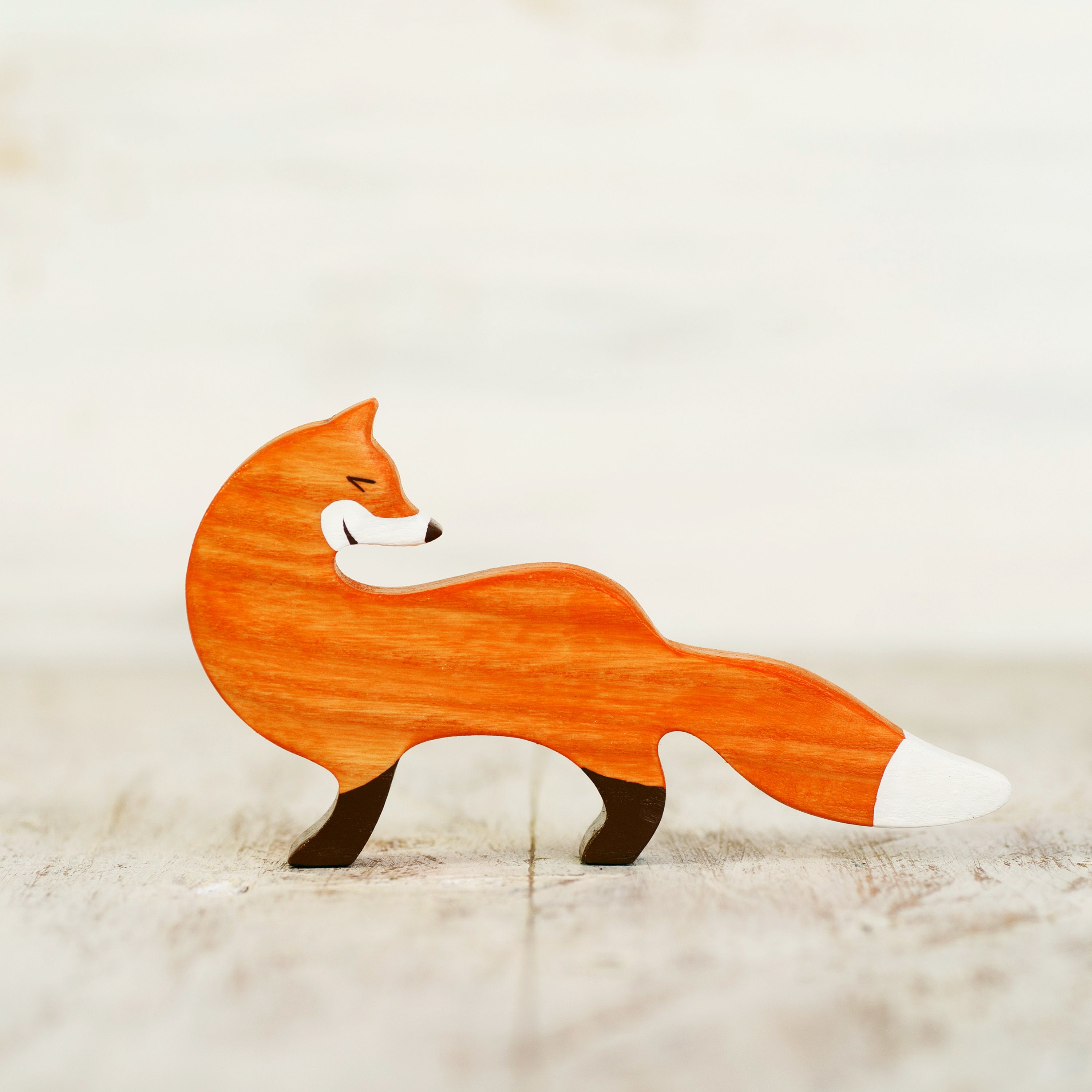 Wooden toy fox figurine Woodland animals Etsy