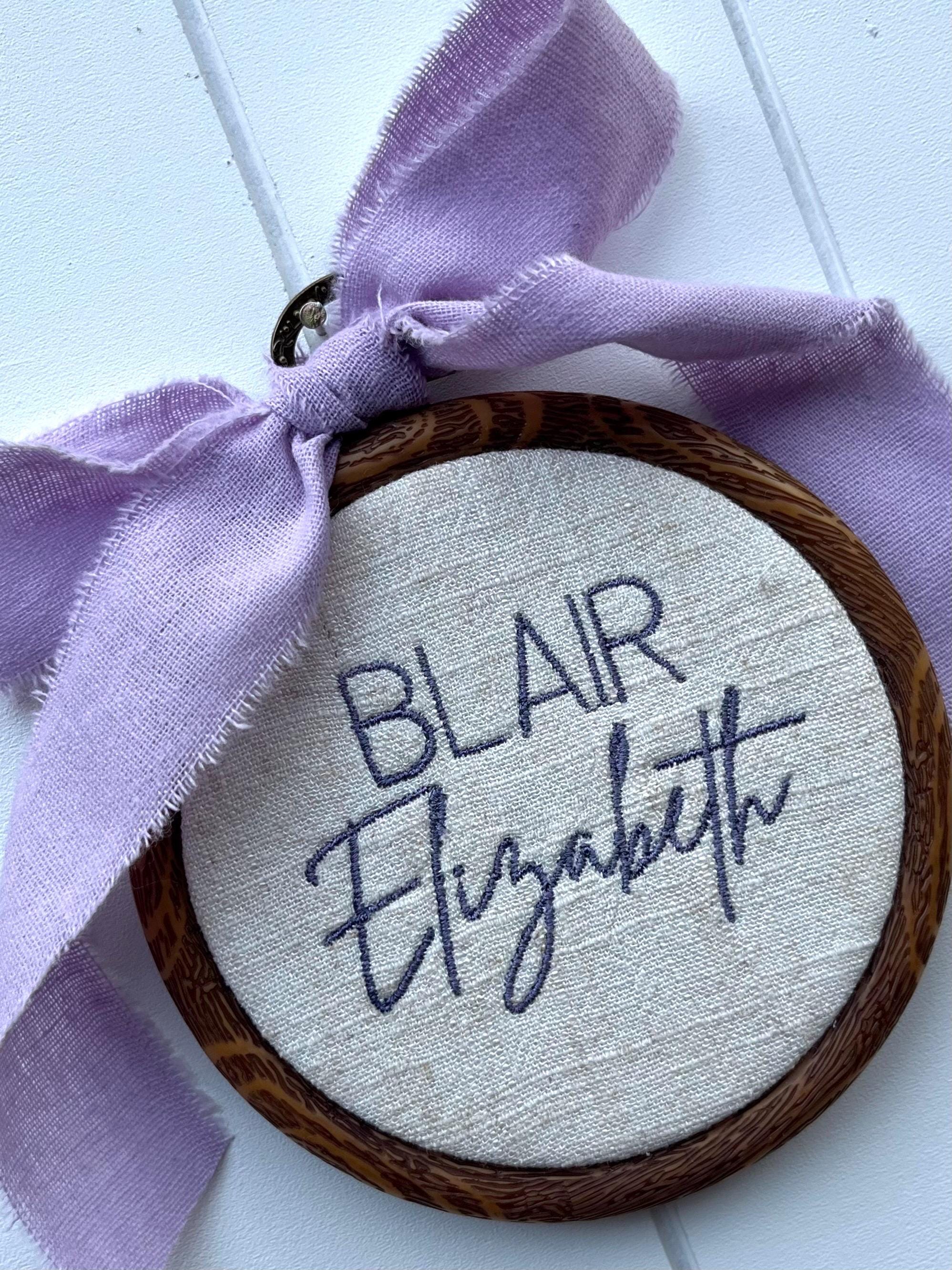 4” Custom Embroidered Baby Name Sign- NATURAL Fabric - Etsy