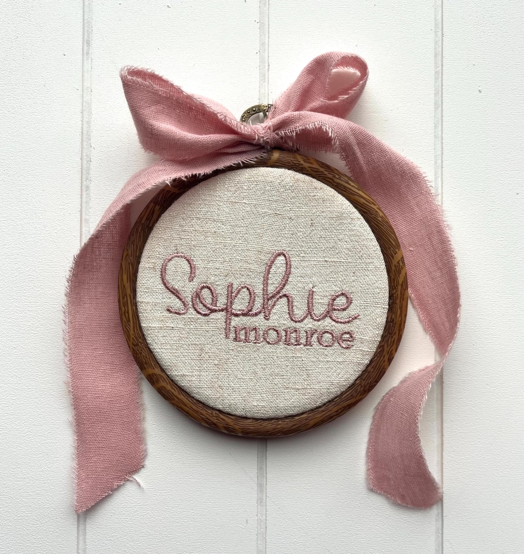 8” Custom Embroidered Baby Name Sign- NATURAL Fabric - Etsy