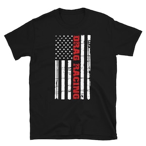 Drag Racing Flag T-Shirt | American Flag Drag Racing Shirt | Race Car Shirt | Hot Rod T-Shirt | Car Guy Shirt
