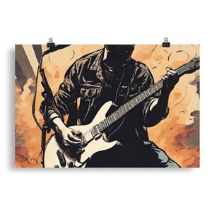 Guitar Poster, Artistic Guitarist Poster, Music Poster, Vintage Guitar Poster, Rock Band Poster , Rock N Roll Poster, Guitar Player Gift