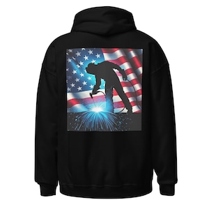 Welder Hoodie / Welder American Flag Hoodie / Welding Hooded Sweat Shirt / Welder Flag Hoodie / American Welder