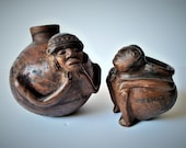 Pre-Columbian ceramic, Male anthropomorphic figures, Capuli Culture, Small Pre-Columbian Pottery Human Effigy Pot, antique ceramic pottery